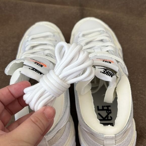 Sacai X Nike Blazer Low White Patent Two Tone Double Sneaker - Picture 8 of 15